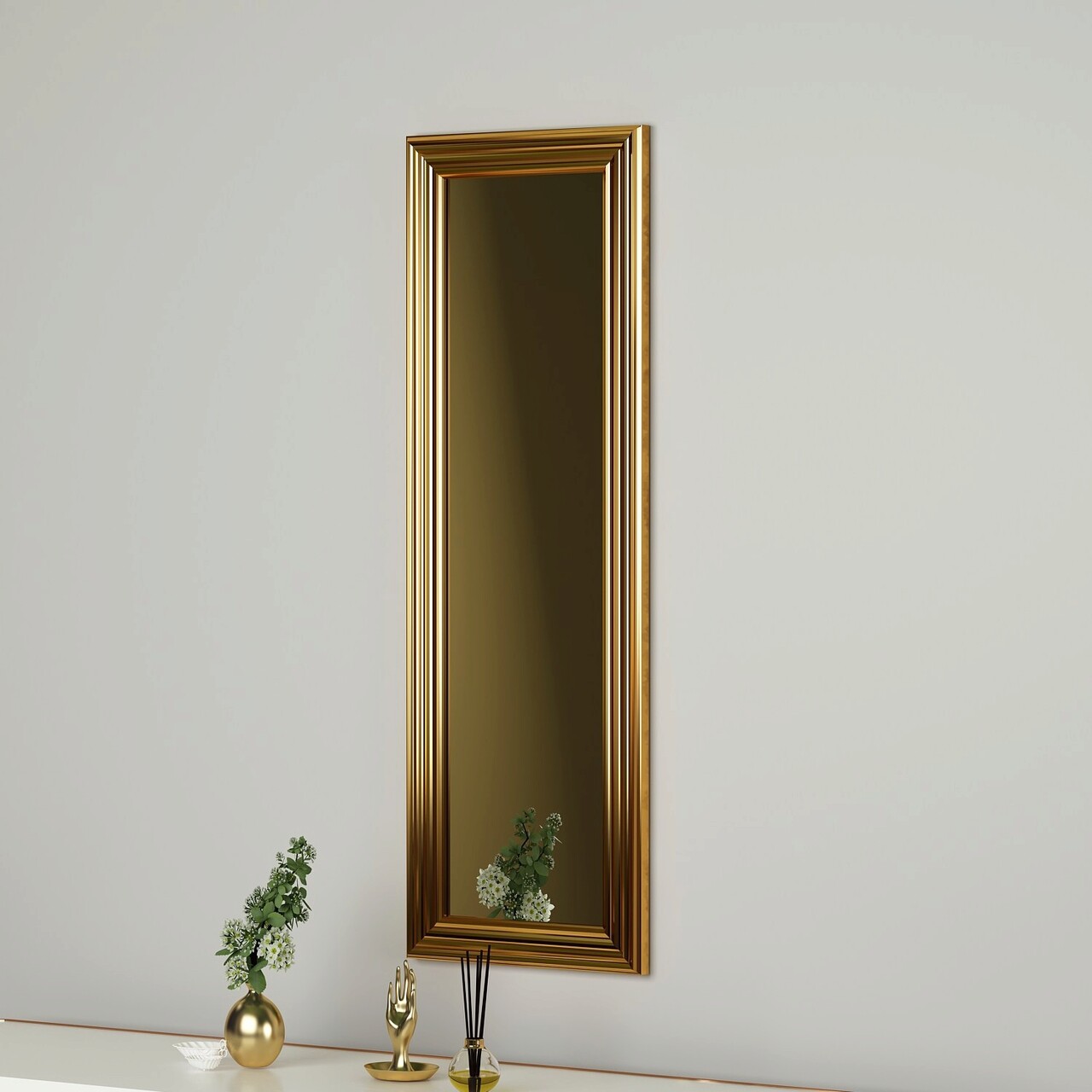 Oglinda decorativa, Hanah Home, Boos, 30x90x3 cm, Auriu - imagine 6